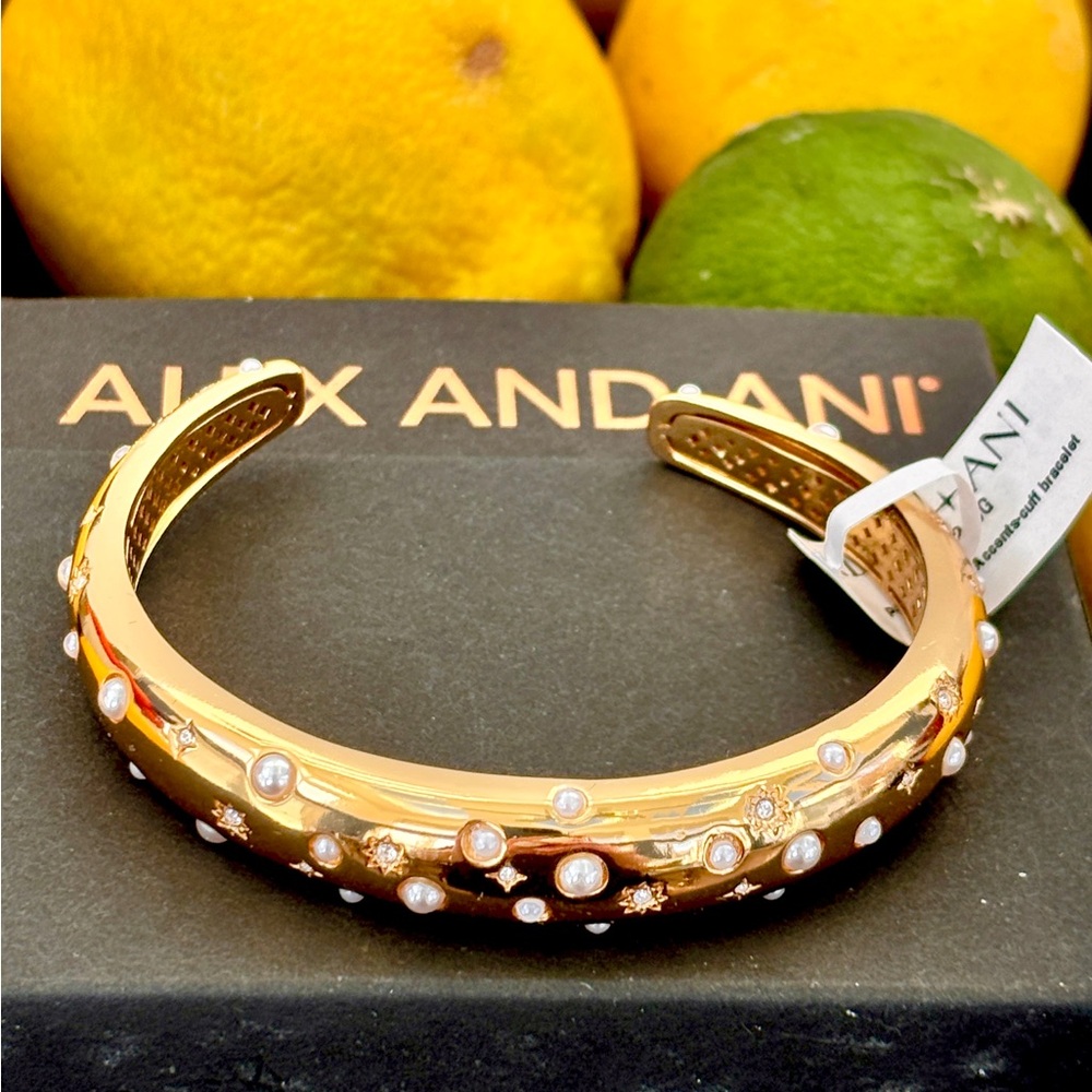 Alex and Ani Gold Cuff with Pearls
